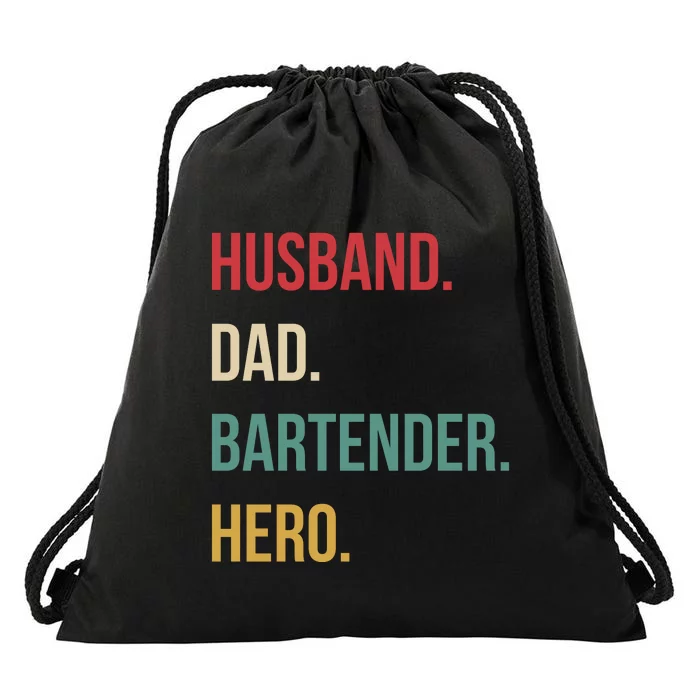 Husband Dad Bartender Hero Birthday Drawstring Bag