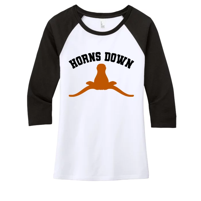 Horns Down Women's Tri-Blend 3/4-Sleeve Raglan Shirt