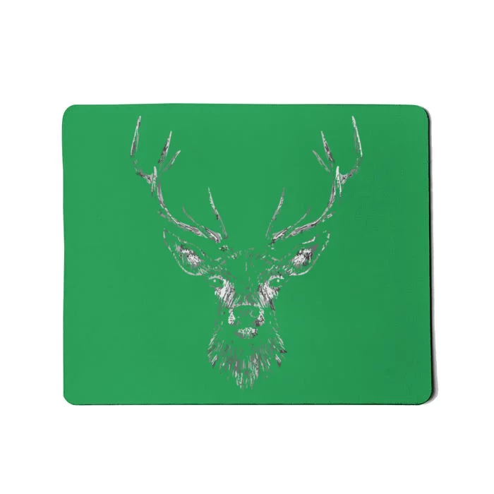 Hand Drawn Buck Deer Style Antlers Mousepad