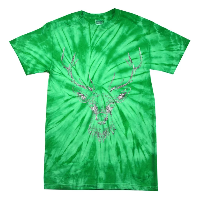 Hand Drawn Buck Deer Style Antlers Tie-Dye T-Shirt