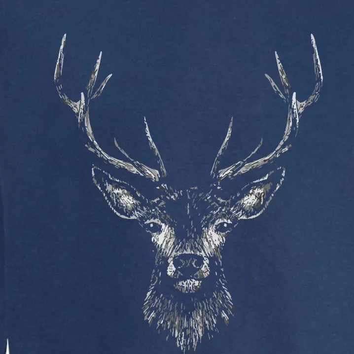 Hand Drawn Buck Deer Style Antlers Garment-Dyed Sweatshirt