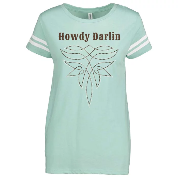 Howdy Darlin Boot Stitch Enza Ladies Jersey Football T-Shirt