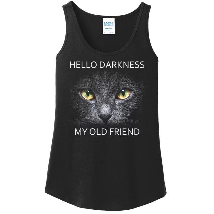 Hello Darkness Black Cat My Old Friend Ladies Essential Tank