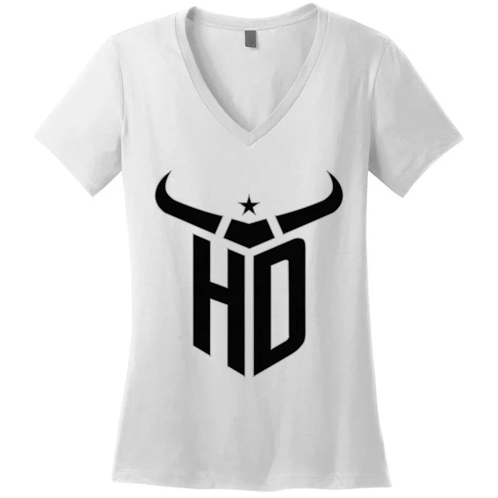 Hollis Dorian Black Horns Women's V-Neck T-Shirt