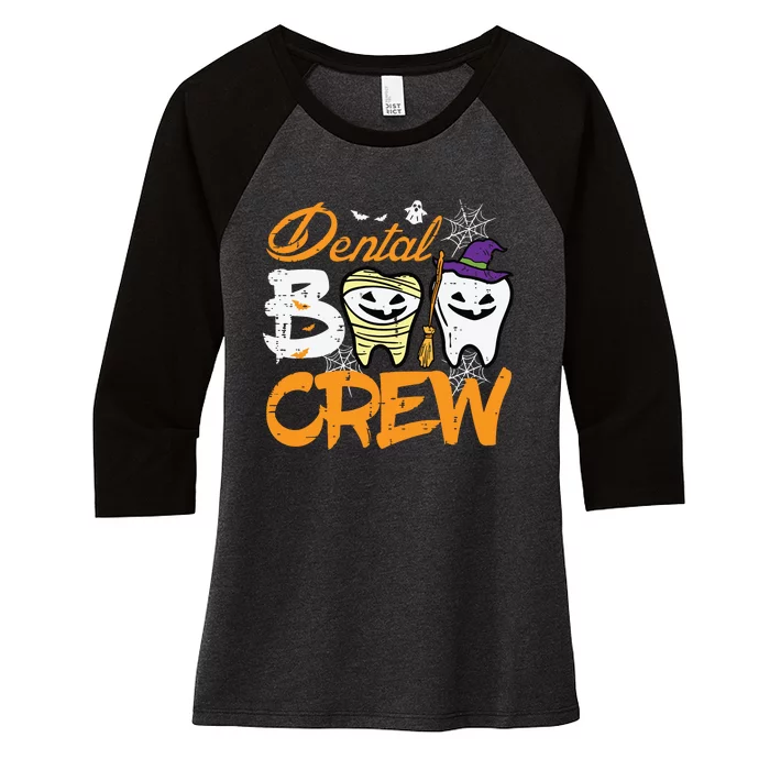 Halloween Dental Boo Crew Dentist Costume Teeth Women Women's Tri-Blend 3/4-Sleeve Raglan Shirt