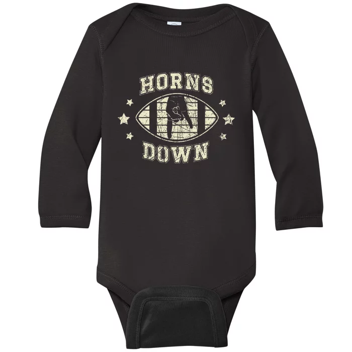 Horns Down Beat Texas Funny Tuck Fexas Baby Long Sleeve Bodysuit