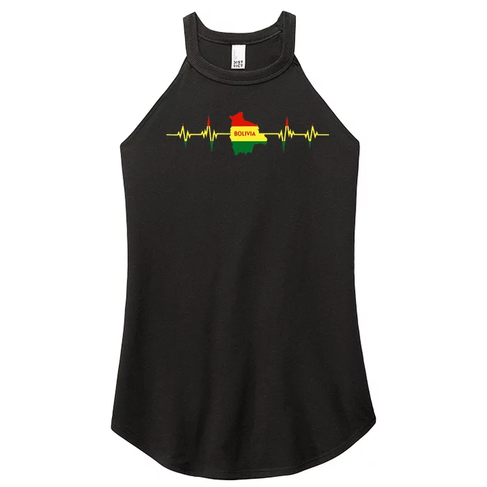 Heartbeat Design Bolivian Flag Bolivia Women’s Perfect Tri Rocker Tank