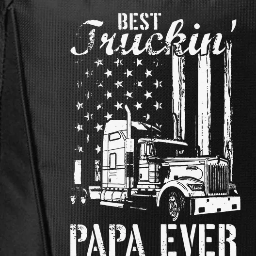 hug day Best Trucking Papa Ever Truck Driver American Flag City Backpack