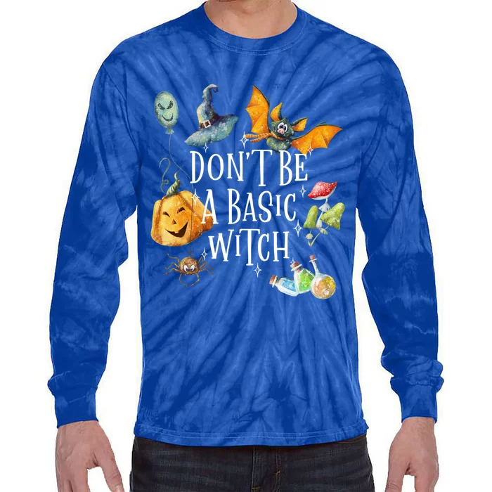 Halloween Dont Be A Basic Witch Gift Tie-Dye Long Sleeve Shirt