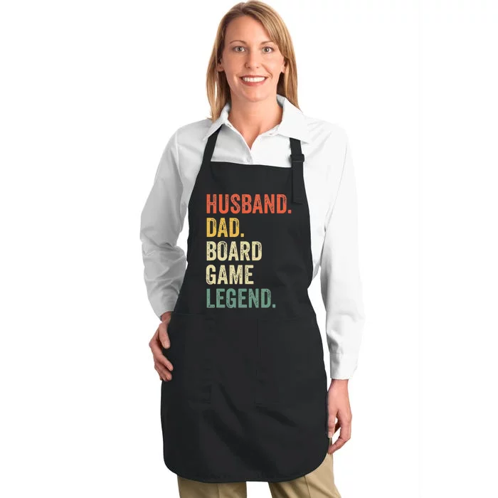 Husband Dad Board Game Night Legend Funny Father Vintage Full-Length Apron With Pocket