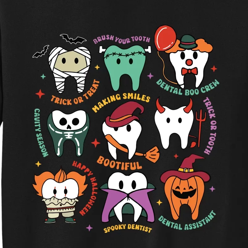 Halloween Dental Boo Crew Dentist Costume Teeth Women Tall Sweatshirt