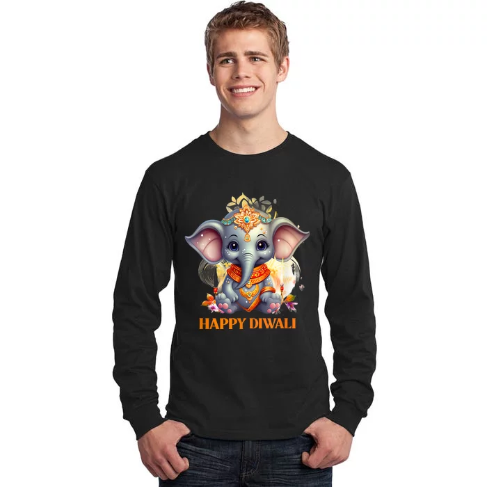 Happy Diwali Cute Elephant Tall Long Sleeve T-Shirt