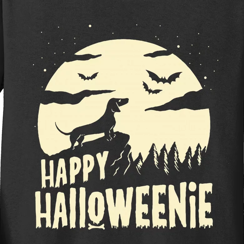 Halloween Dachshund Costume Dog Weiner Dog Moon Halloweenie Kids Long Sleeve Shirt