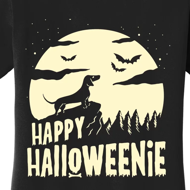 Halloween Dachshund Costume Dog Weiner Dog Moon Halloweenie Women's T-Shirt