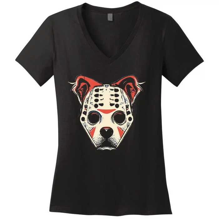 Halloween Dog Costume CHI CHI CHI AH AH AH RUF RUF RUF Women's V-Neck T-Shirt