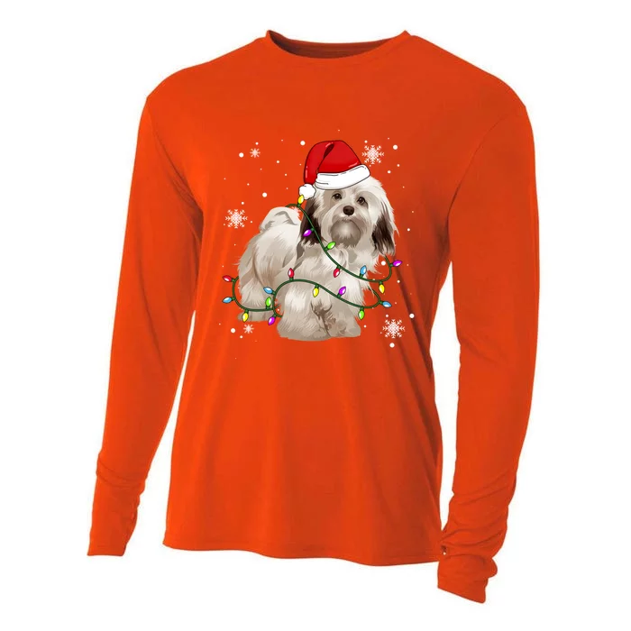 Havanese Dog Christmas Light Christmas Dog Santa Hat Lover Cute Gift Cooling Performance Long Sleeve Crew