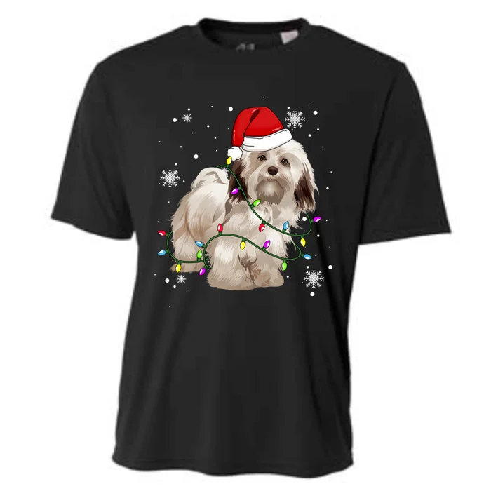 Havanese Dog Christmas Light Christmas Dog Santa Hat Lover Cute Gift Cooling Performance Crew T-Shirt