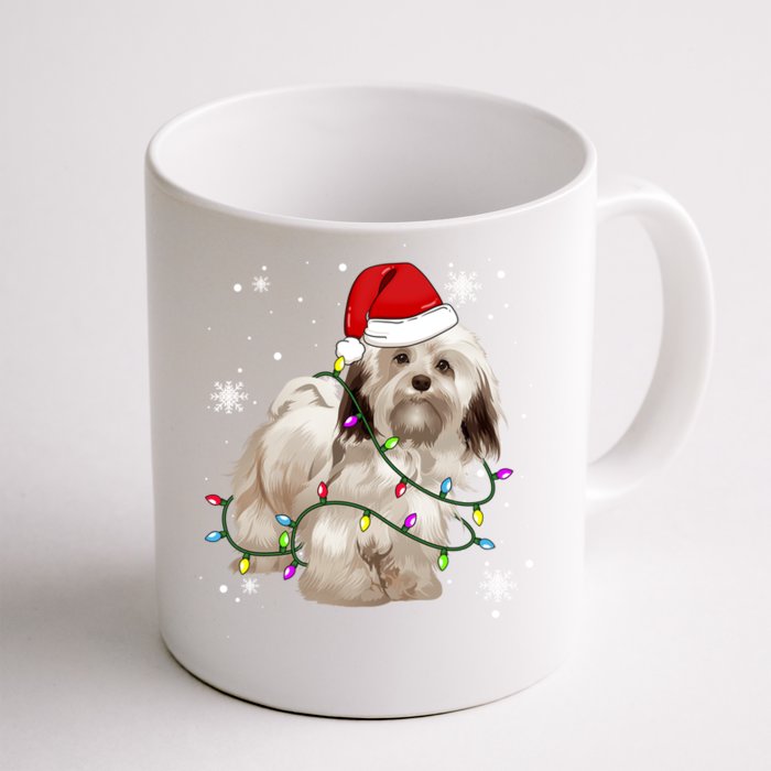 Havanese Dog Christmas Light Christmas Dog Santa Hat Lover Cute Gift Front & Back Coffee Mug