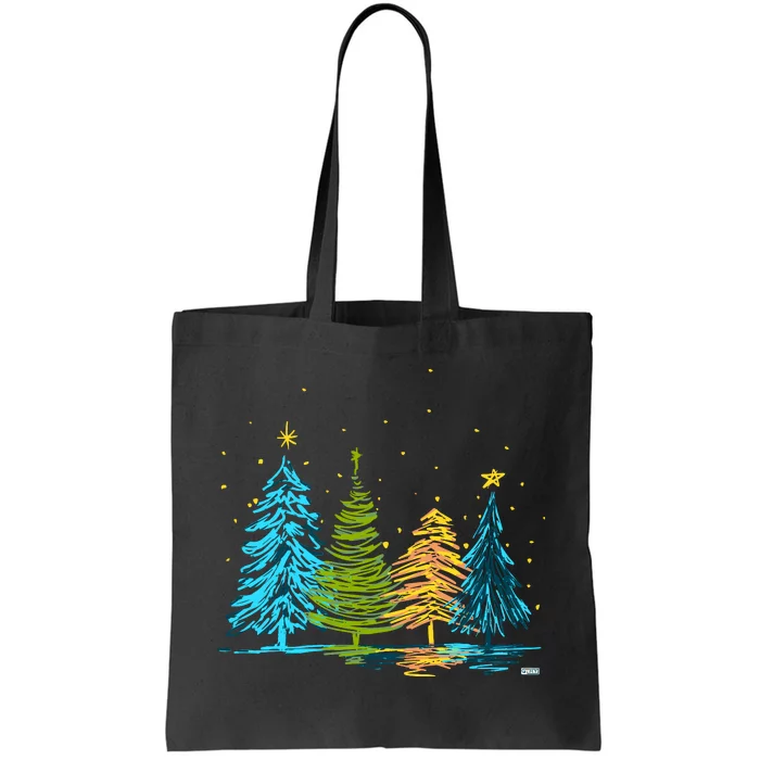 Hand Drawn Christmas Tree Christmas Tree Hand Drawing Tote Bag