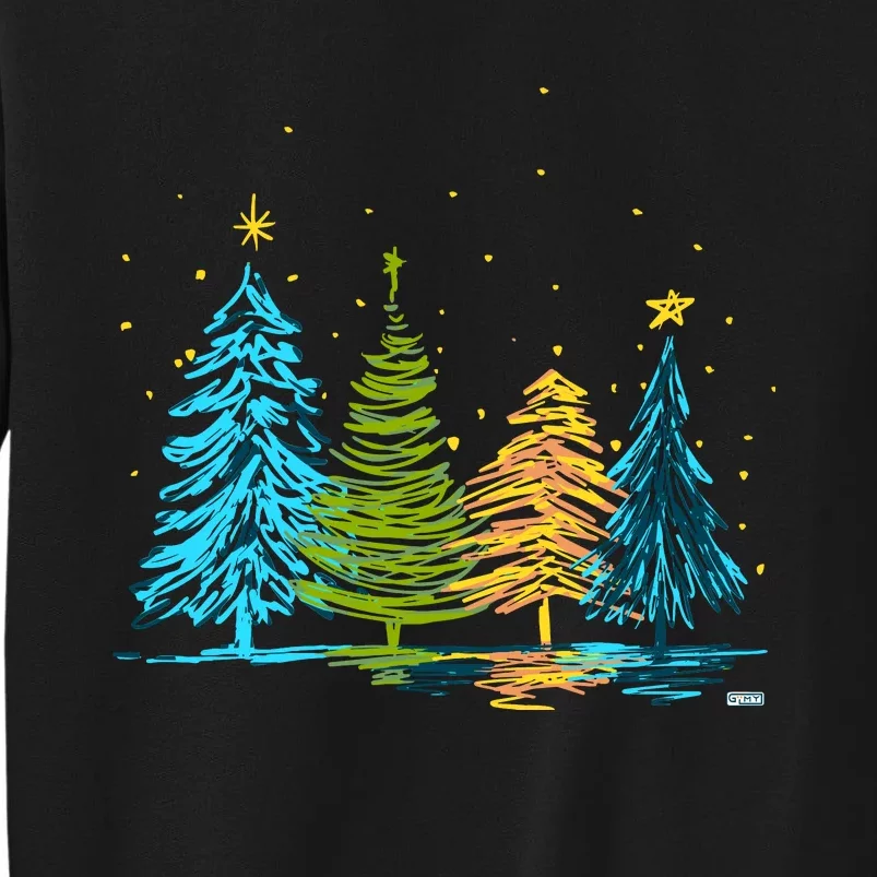 Hand Drawn Christmas Tree Christmas Tree Hand Drawing Tall Sweatshirt