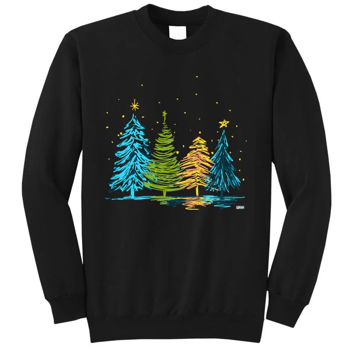 Hand Drawn Christmas Tree Christmas Tree Hand Drawing Tall Sweatshirt