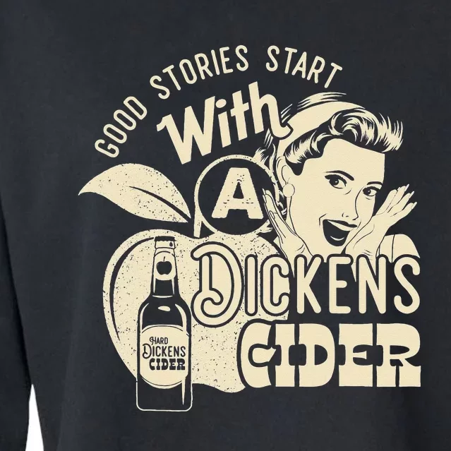 Hard Dickens Cider Whiskey And Beer Apple Humor Cropped Pullover Crew