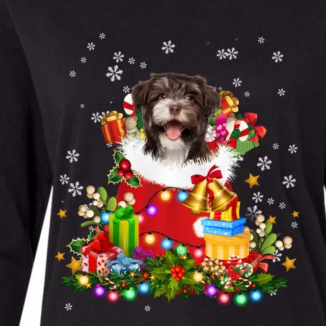 Havanese Dog Christmas Tree Lights Pajamas Xmas Matching Great Gift Womens Cotton Relaxed Long Sleeve T-Shirt