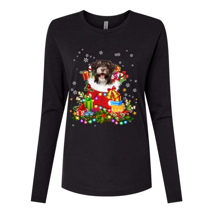 Havanese Dog Christmas Tree Lights Pajamas Xmas Matching Great Gift Womens Cotton Relaxed Long Sleeve T-Shirt