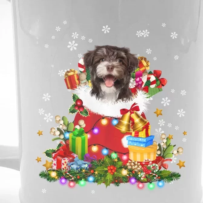 Havanese Dog Christmas Tree Lights Pajamas Xmas Matching Great Gift Front & Back Beer Stein