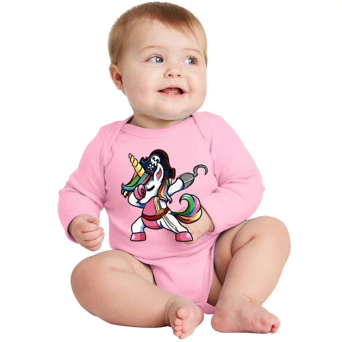 Halloween Dabbing Cute Pirate Unicorn Baby Long Sleeve Bodysuit