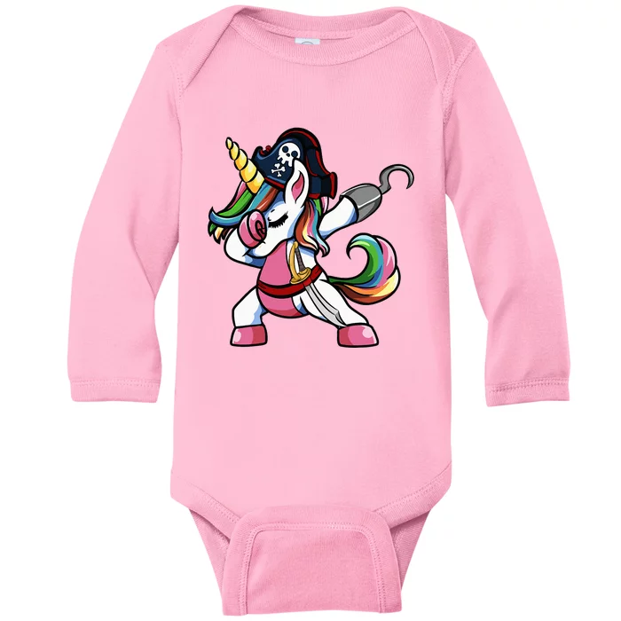 Halloween Dabbing Cute Pirate Unicorn Baby Long Sleeve Bodysuit