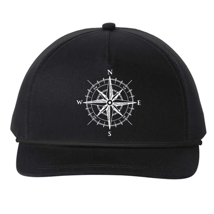 Hand Drawn Compass Rose Nautical Snapback Five-Panel Rope Hat