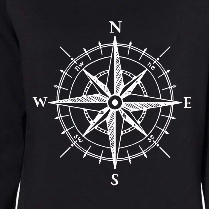 Hand Drawn Compass Rose Nautical Womens California Wash Sweatshirt