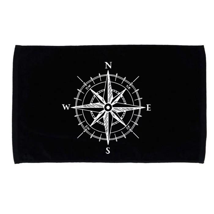 Hand Drawn Compass Rose Nautical Microfiber Hand Towel