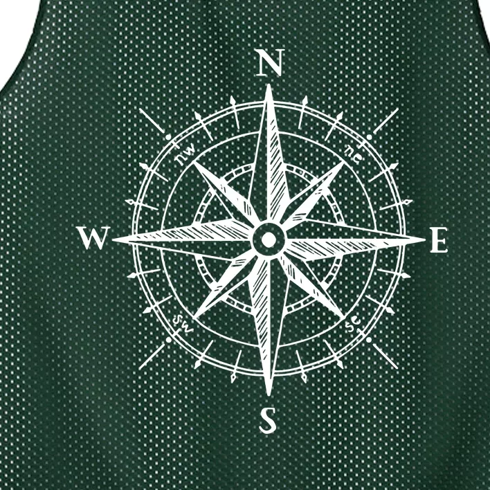 Hand Drawn Compass Rose Nautical Mesh Reversible Basketball Jersey Tank