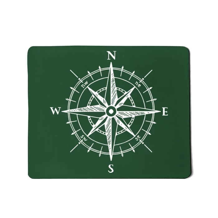 Hand Drawn Compass Rose Nautical Mousepad