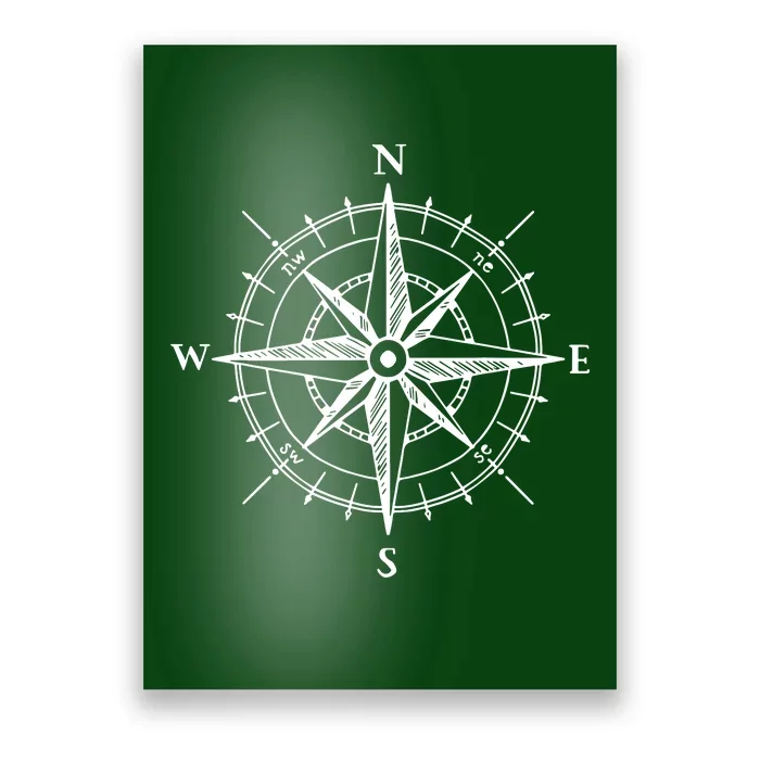 Hand Drawn Compass Rose Nautical Poster