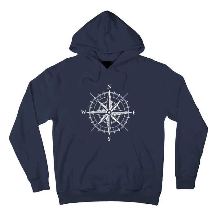 Hand Drawn Compass Rose Nautical Tall Hoodie