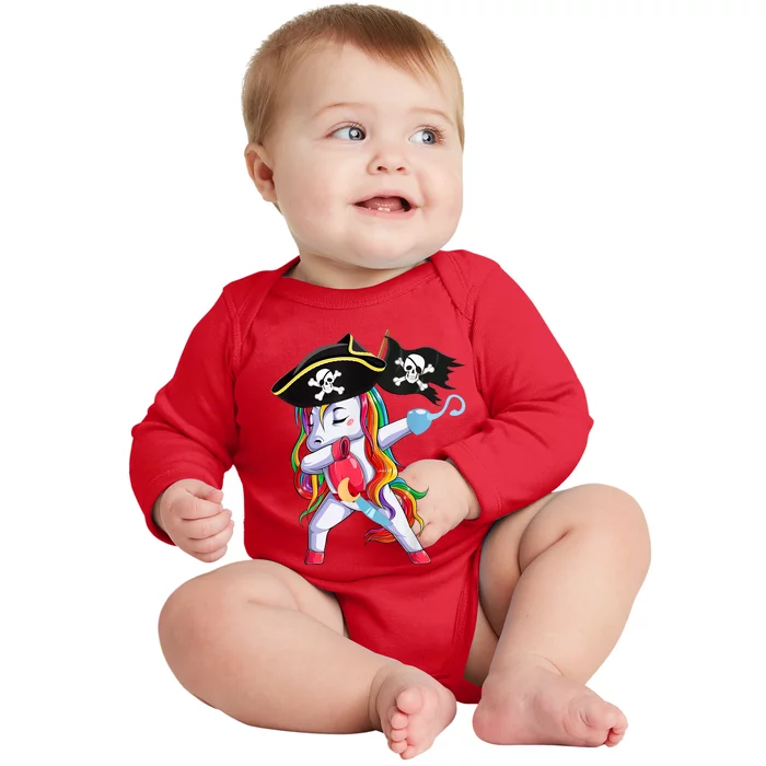 Halloween Dabbing Cute Pirate Unicorn Baby Long Sleeve Bodysuit