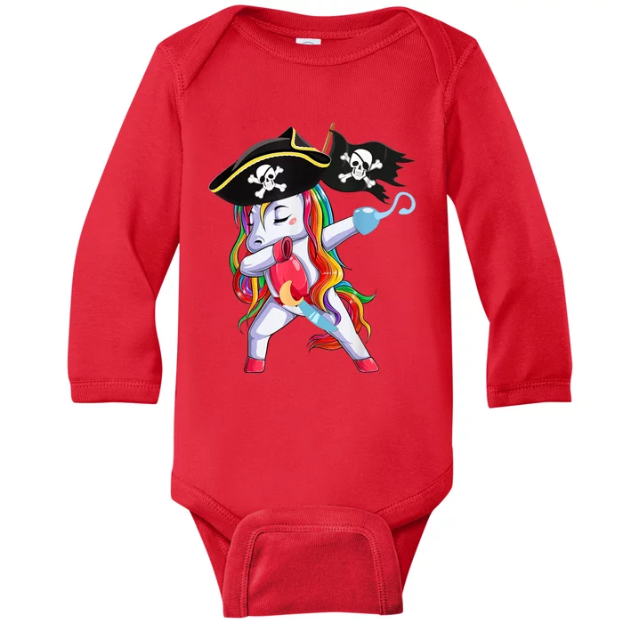 Halloween Dabbing Cute Pirate Unicorn Baby Long Sleeve Bodysuit