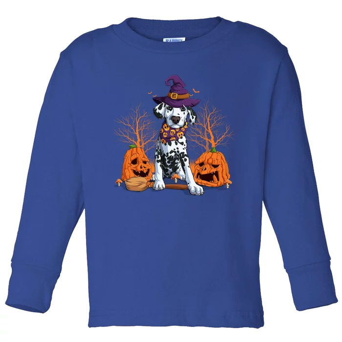 Halloween Dalmatian Costume Pumpkin Dog Dalmatian Owner Gift Toddler Long Sleeve Shirt