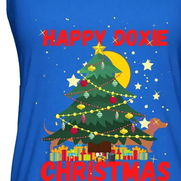 Happy Doxie Christmas Dachound Lovers Holiday Celebrations Cool Gift Ladies Essential Flowy Tank