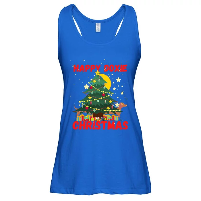 Happy Doxie Christmas Dachound Lovers Holiday Celebrations Cool Gift Ladies Essential Flowy Tank