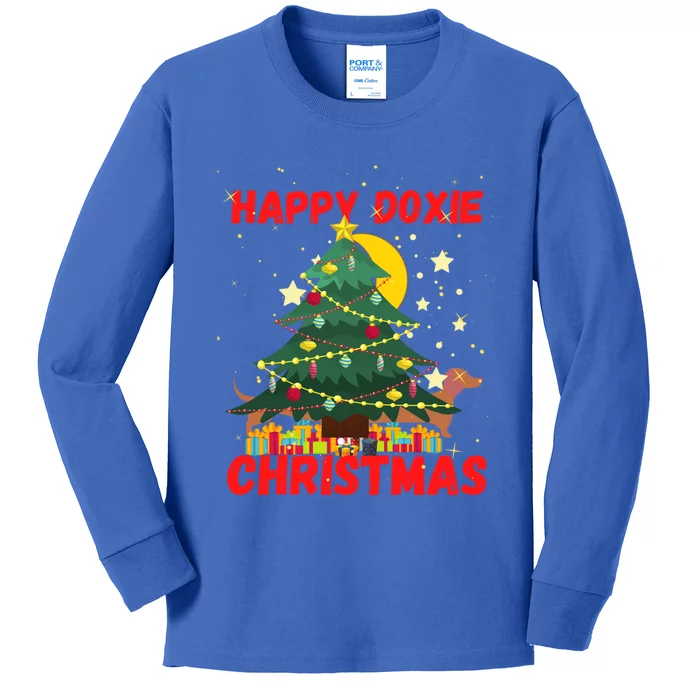 Happy Doxie Christmas Dachound Lovers Holiday Celebrations Cool Gift Kids Long Sleeve Shirt