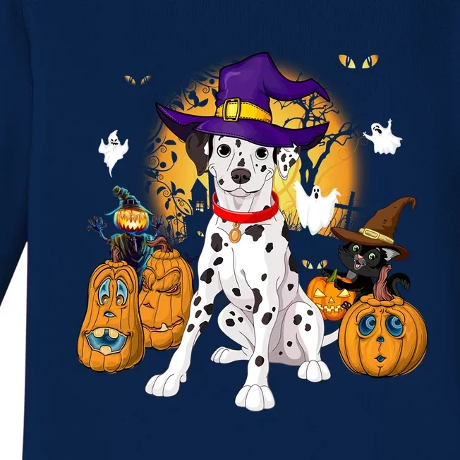 Halloween Dalmatian Costume Pumpkin Dog Dalmatian Owner Meaningful Gift Baby Long Sleeve Bodysuit