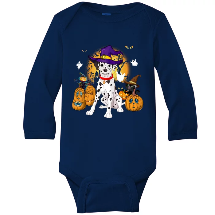 Halloween Dalmatian Costume Pumpkin Dog Dalmatian Owner Meaningful Gift Baby Long Sleeve Bodysuit