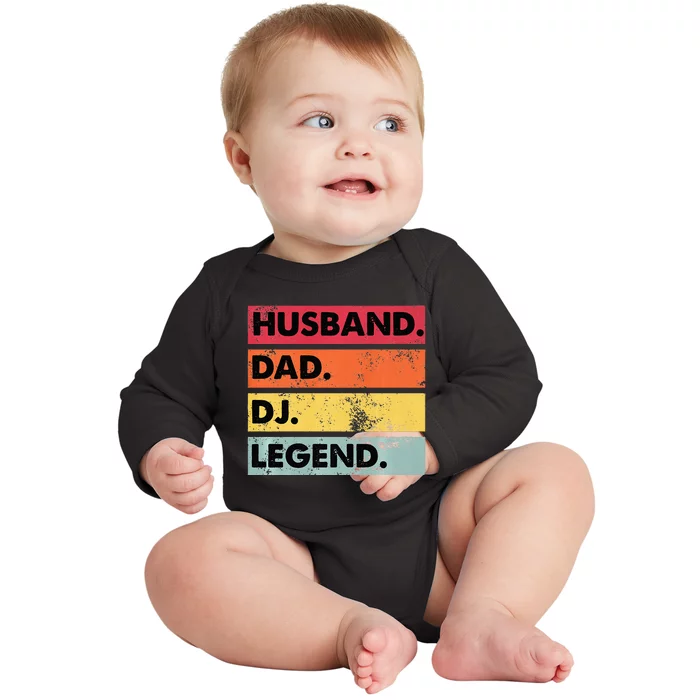 Husband Dad DJ Legend Funny DJ Disc Jockey Music Player Baby Long Sleeve Bodysuit