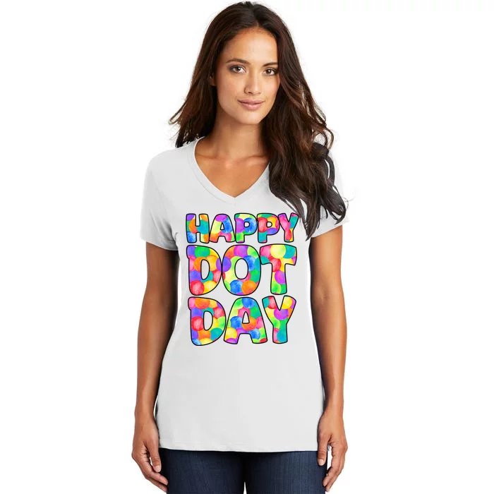 Happy Dot Day Colorful Fun Women's V-Neck T-Shirt