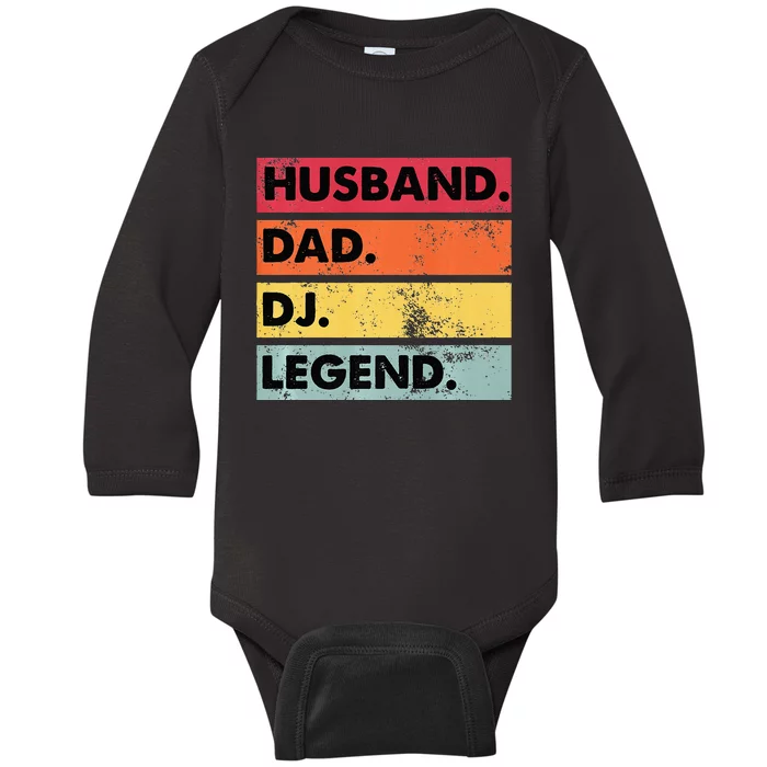 Husband Dad DJ Legend Funny DJ Disc Jockey Music Player Baby Long Sleeve Bodysuit