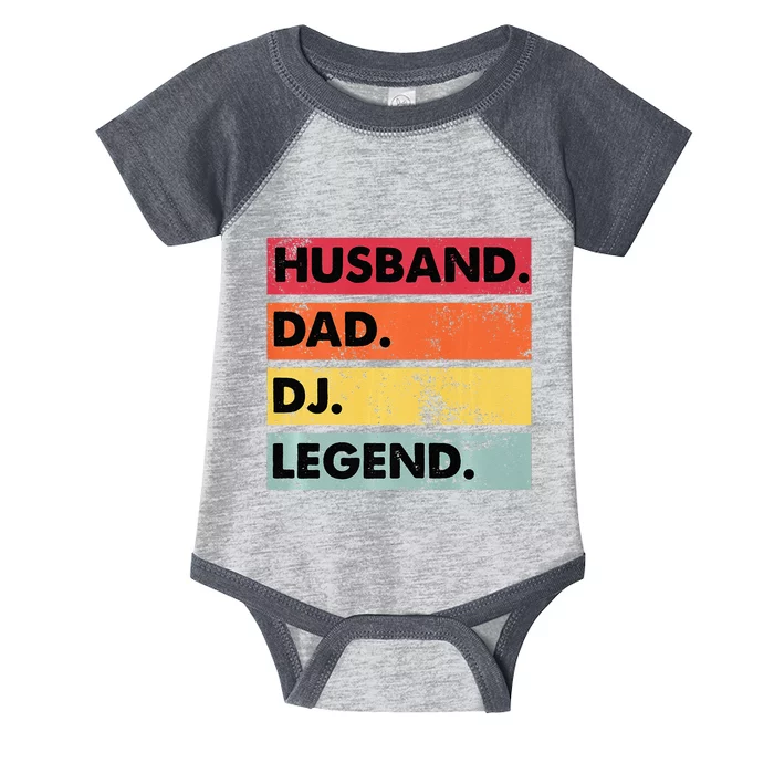 Husband Dad DJ Legend Funny DJ Disc Jockey Music Player Infant Baby Jersey Bodysuit